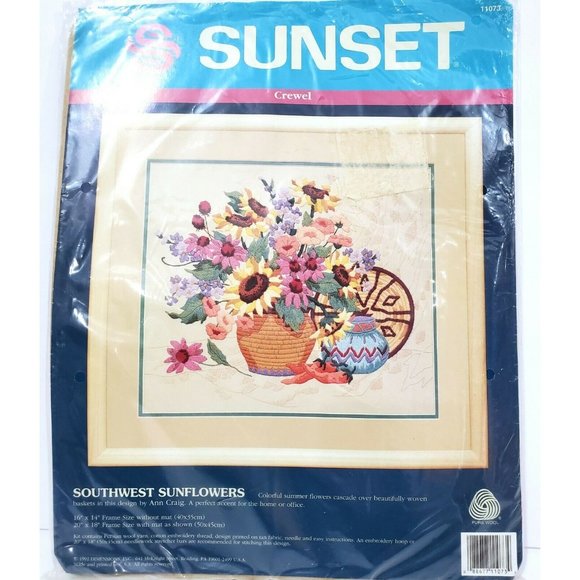 Sunset Stitchery SOUTHWEST SUNFLOWERS embroidery needlework CREWEL CRAFT KIT vtg - Picture 1 of 7